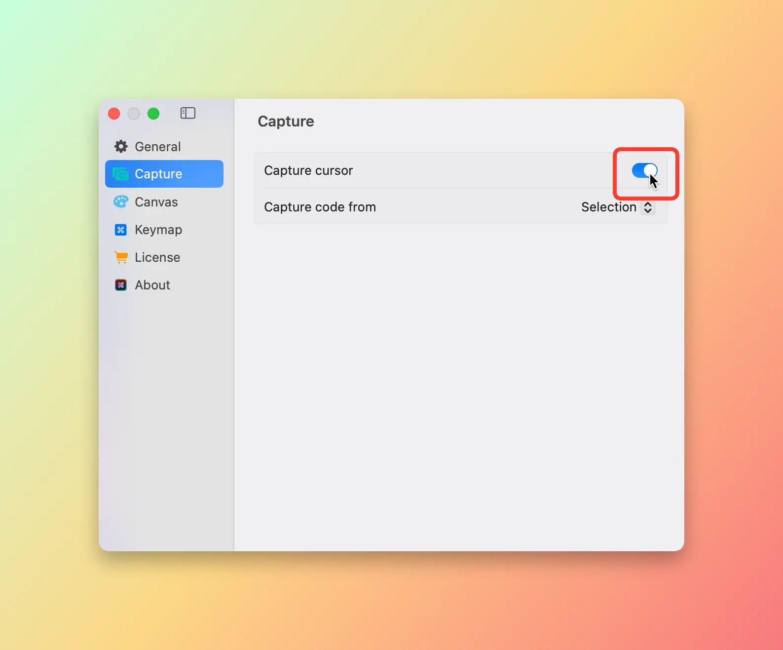 Capture Cursor